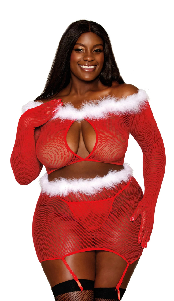 Santa Two-Piece - Fishnet Plus Size