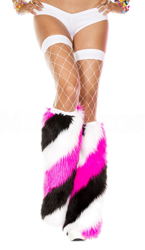 Furry Leg Warmers - Pink Swirl