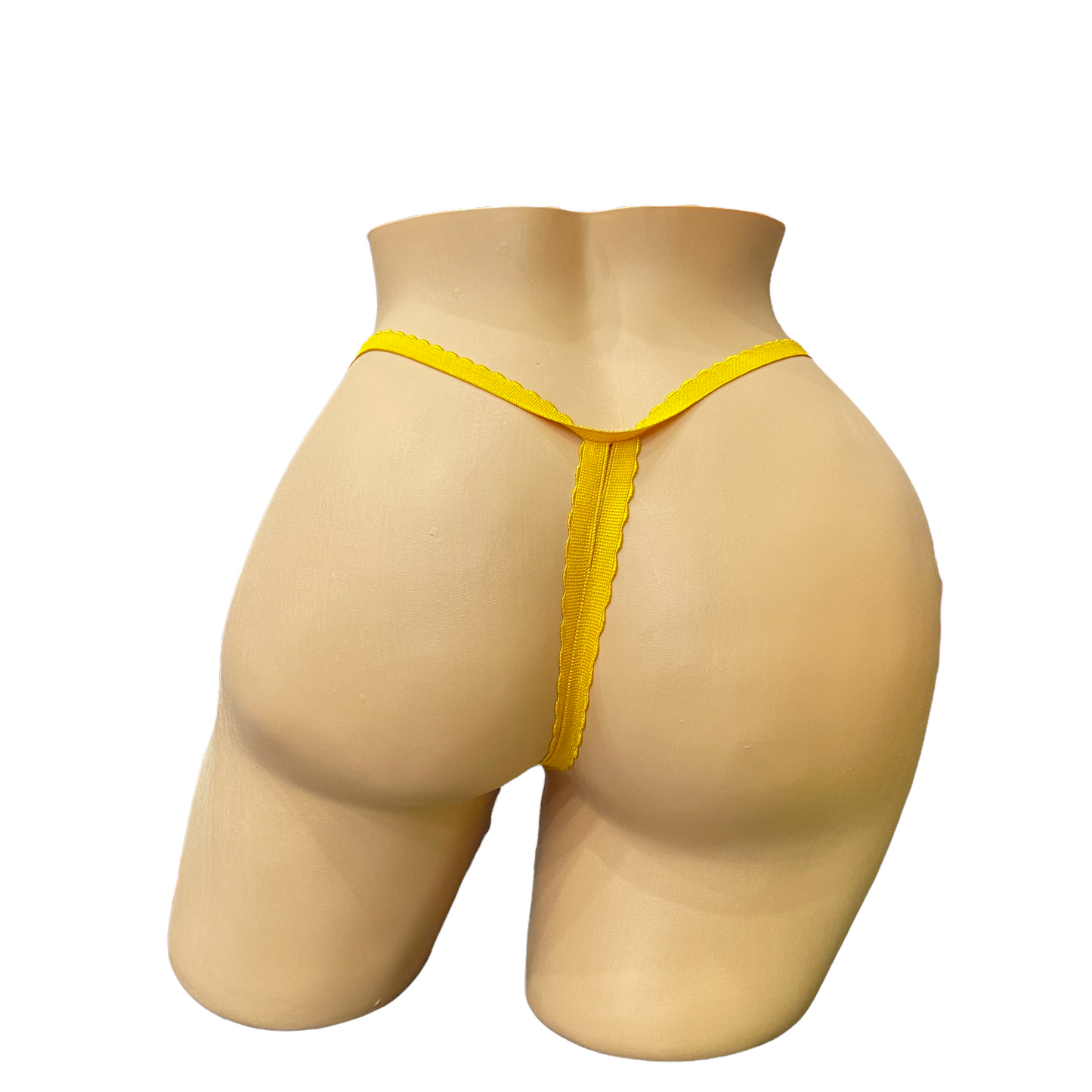 Yellow Embroidered Butterfly Thong With Rhinestones- Crotchless