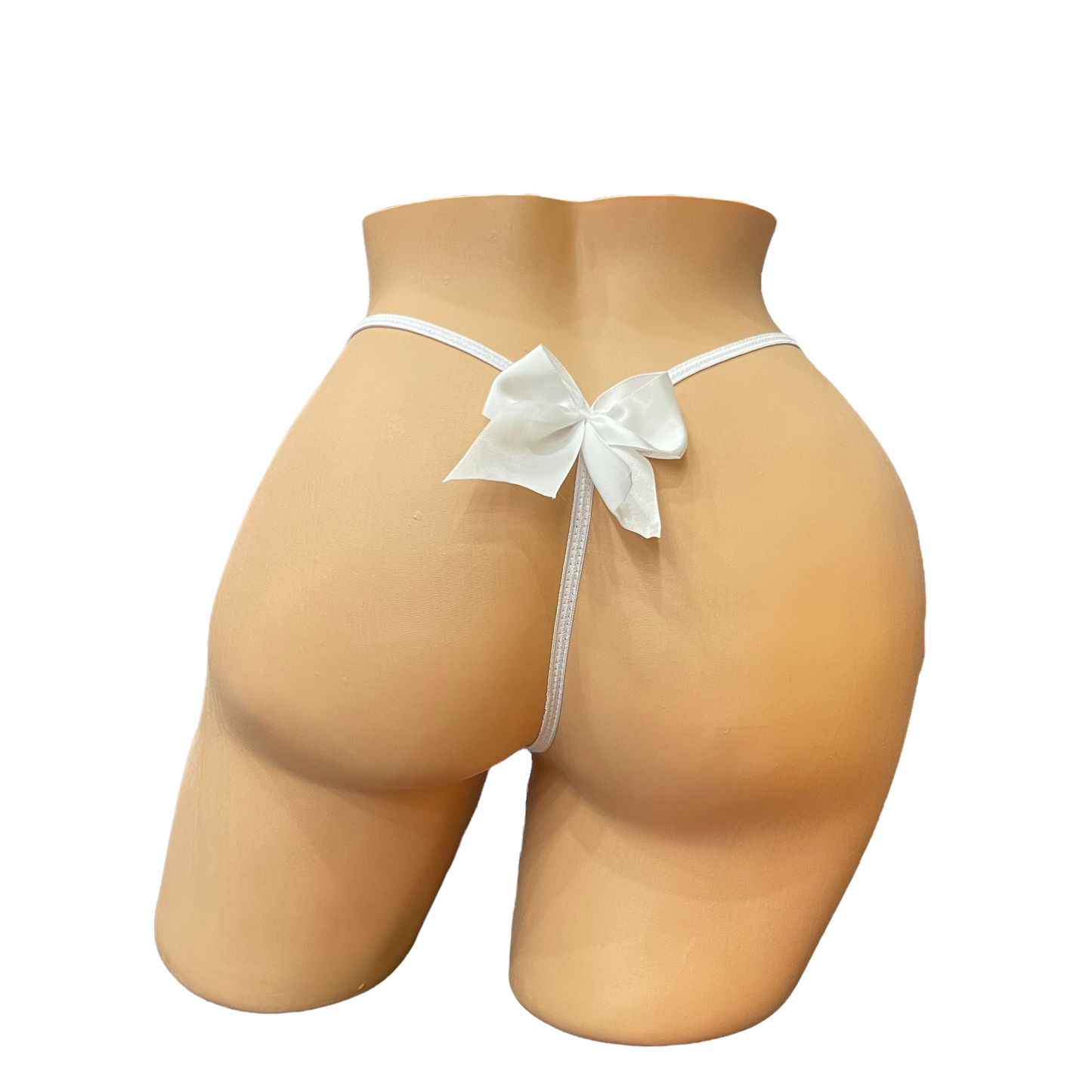 White Micro-Lace G-String With Satin Bow