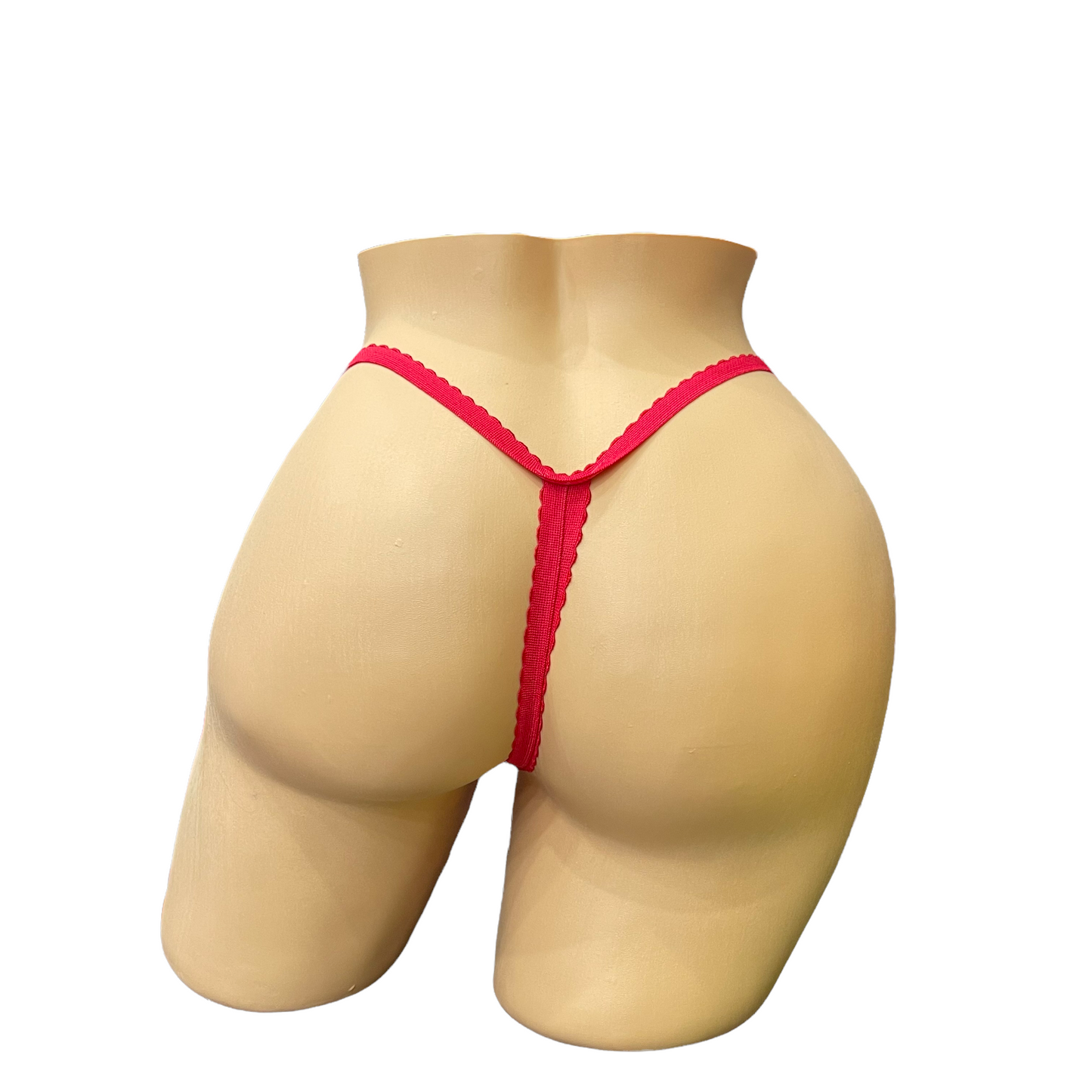 Neon Pink Embroidered Butterfly Thong With Rhinestones- Crotchless