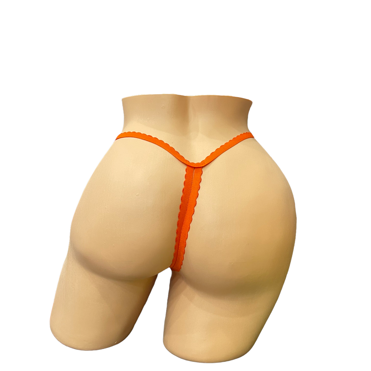 Orange Embroidered Butterfly Thong With Rhinestones- Crotchless