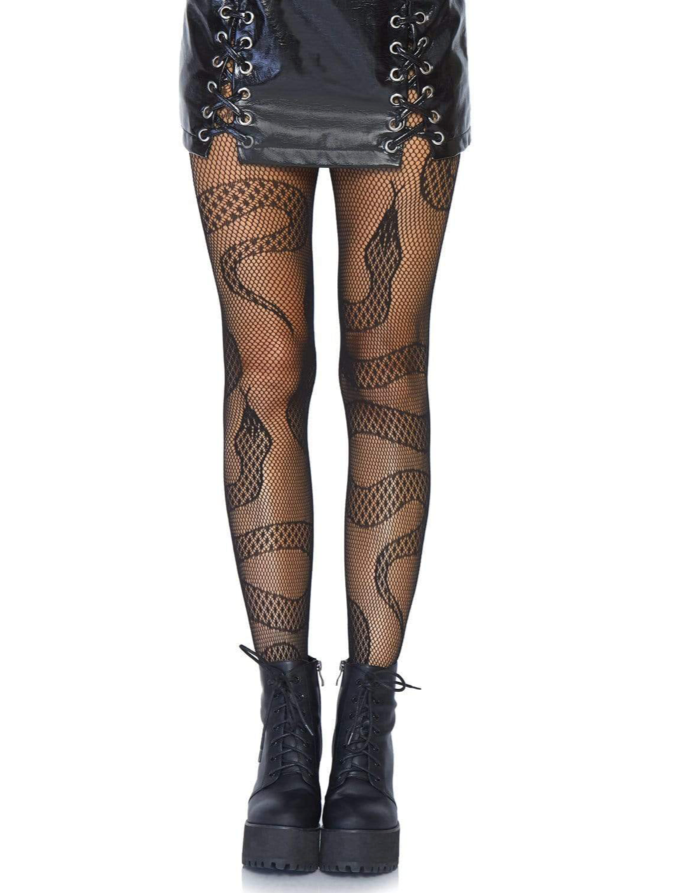 Snake Fishnet Tights - Black