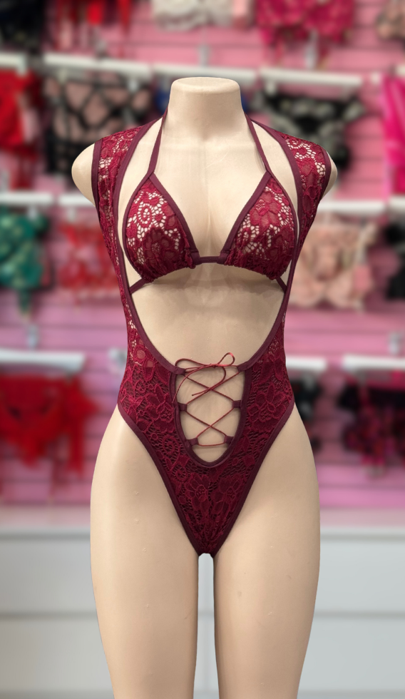 Burgundy Vero Lace Bodysuit