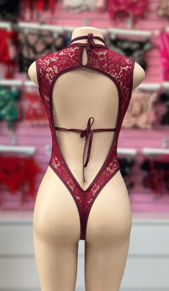 Burgundy Vero Lace Bodysuit