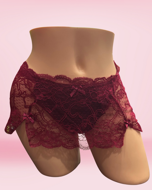 Burgundy Lace Skort