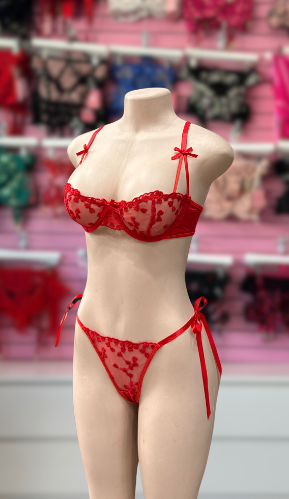 Red Heart Sheer 2Pc Set