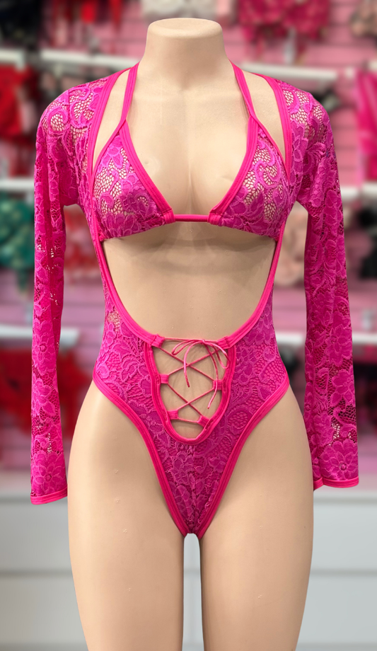 Fuchsia Lace Bodysuit