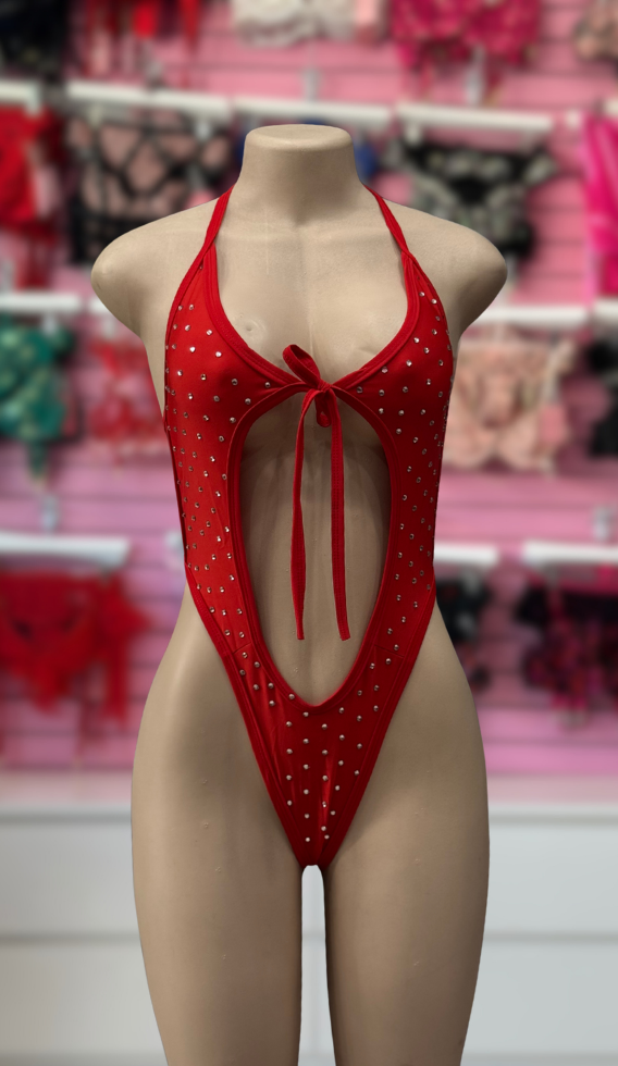 Red Rosi Bodysuit w/Rhinestones