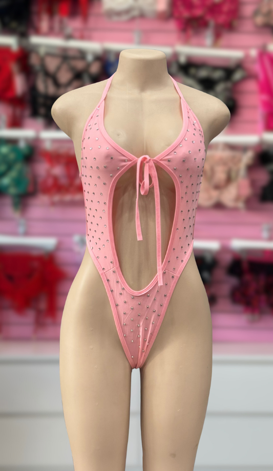 Baby Pink  Rosi Bodysuit w/Rhinestones
