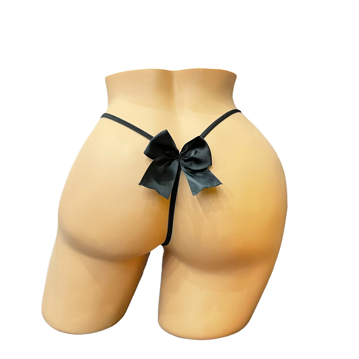 Neon Orange Micro-Lace G-String With Satin Bow
