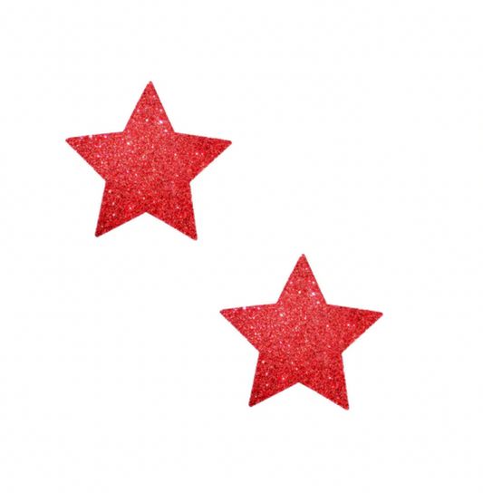 Red Glitter Stars - Nipple Pasties