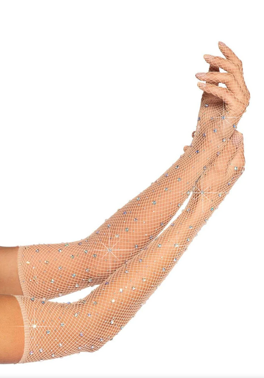 Nude Rhinestone Gloves